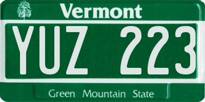 VT license plate YUZ223
