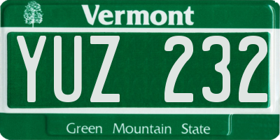 VT license plate YUZ232