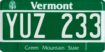 VT license plate YUZ233