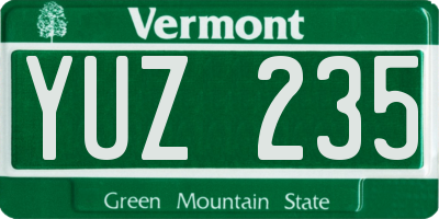 VT license plate YUZ235