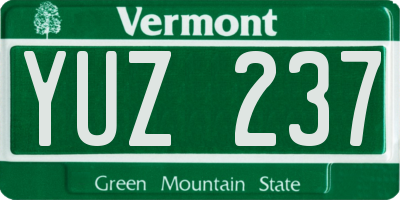 VT license plate YUZ237