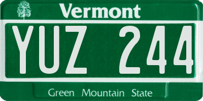 VT license plate YUZ244