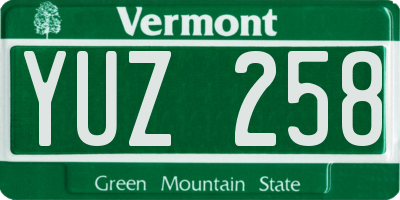 VT license plate YUZ258