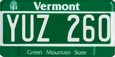 VT license plate YUZ260