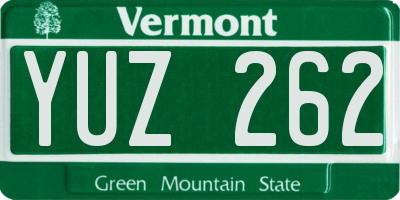 VT license plate YUZ262