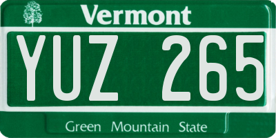 VT license plate YUZ265