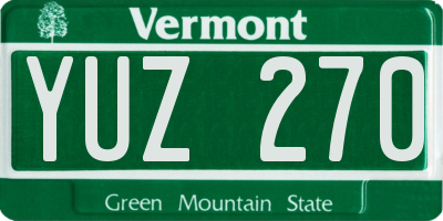 VT license plate YUZ270