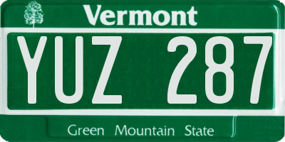 VT license plate YUZ287