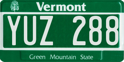 VT license plate YUZ288