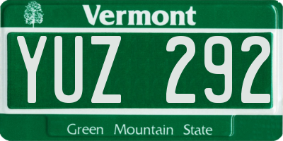VT license plate YUZ292