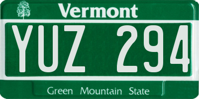 VT license plate YUZ294