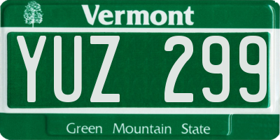 VT license plate YUZ299