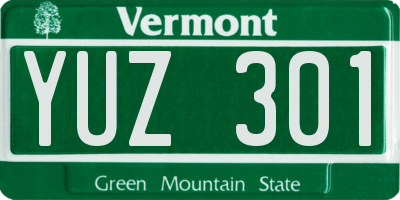 VT license plate YUZ301