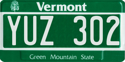VT license plate YUZ302