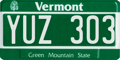 VT license plate YUZ303
