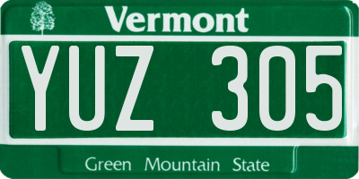 VT license plate YUZ305