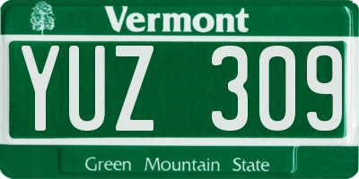 VT license plate YUZ309