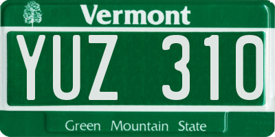 VT license plate YUZ310