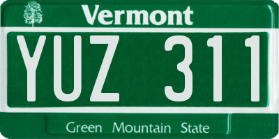 VT license plate YUZ311