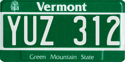 VT license plate YUZ312