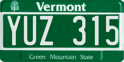 VT license plate YUZ315
