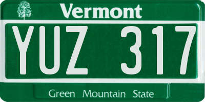 VT license plate YUZ317