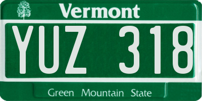 VT license plate YUZ318