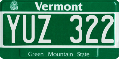 VT license plate YUZ322