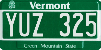 VT license plate YUZ325