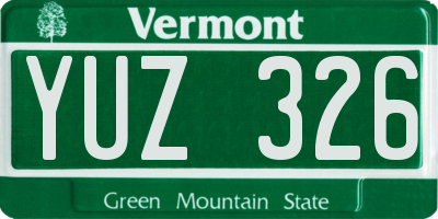 VT license plate YUZ326