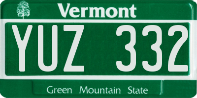 VT license plate YUZ332