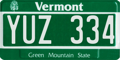VT license plate YUZ334