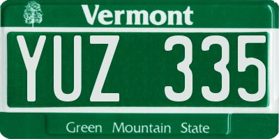 VT license plate YUZ335