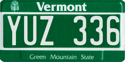 VT license plate YUZ336