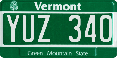 VT license plate YUZ340