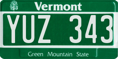 VT license plate YUZ343