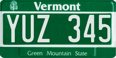 VT license plate YUZ345