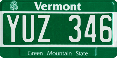 VT license plate YUZ346