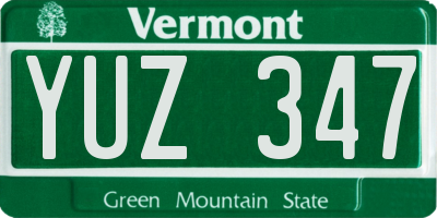VT license plate YUZ347