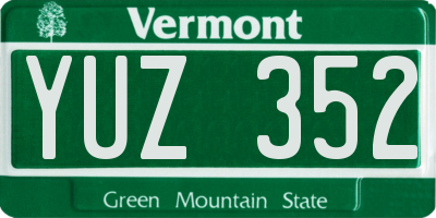 VT license plate YUZ352