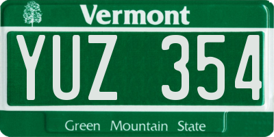 VT license plate YUZ354