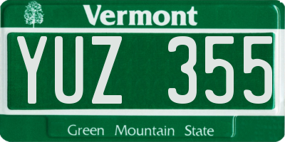 VT license plate YUZ355