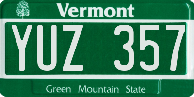 VT license plate YUZ357