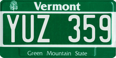 VT license plate YUZ359