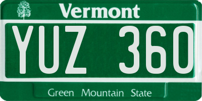 VT license plate YUZ360