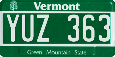 VT license plate YUZ363