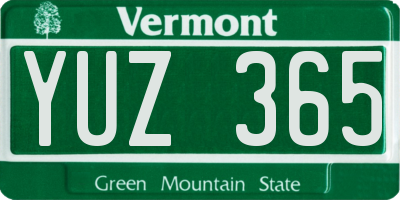 VT license plate YUZ365