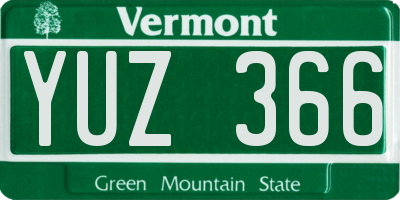 VT license plate YUZ366