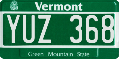 VT license plate YUZ368