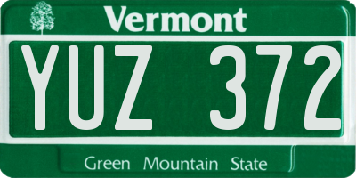 VT license plate YUZ372